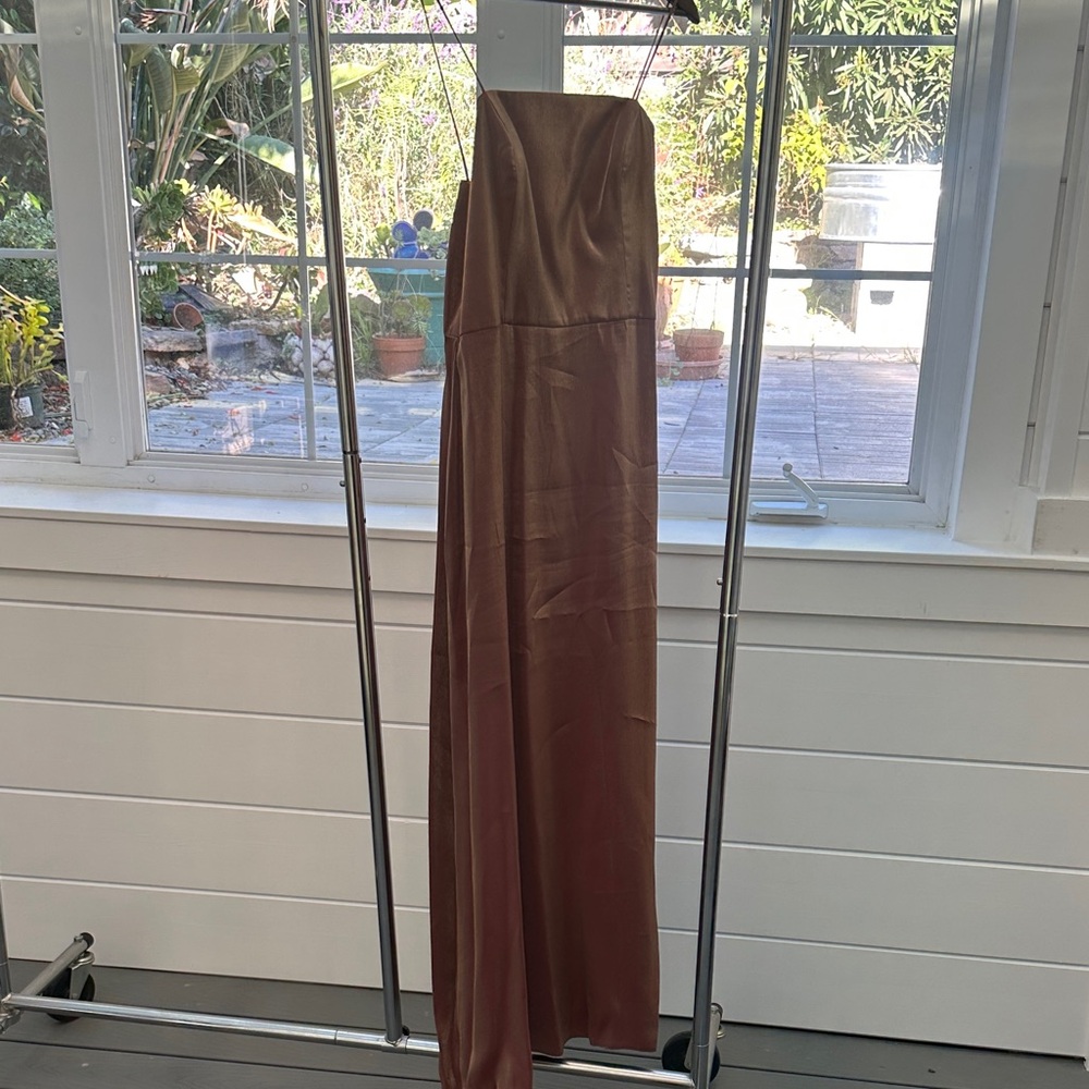 Gold and burgundy satin dress with shawl/accessory